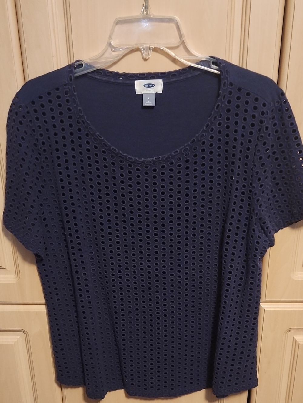 Talbots Navy Eyelet Layered Short Sleeve Tee